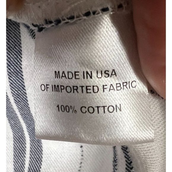 Drew Anthropologie women's white flutter sleeve top w/ blue stripes sz L pockets - Picture 5 of 8